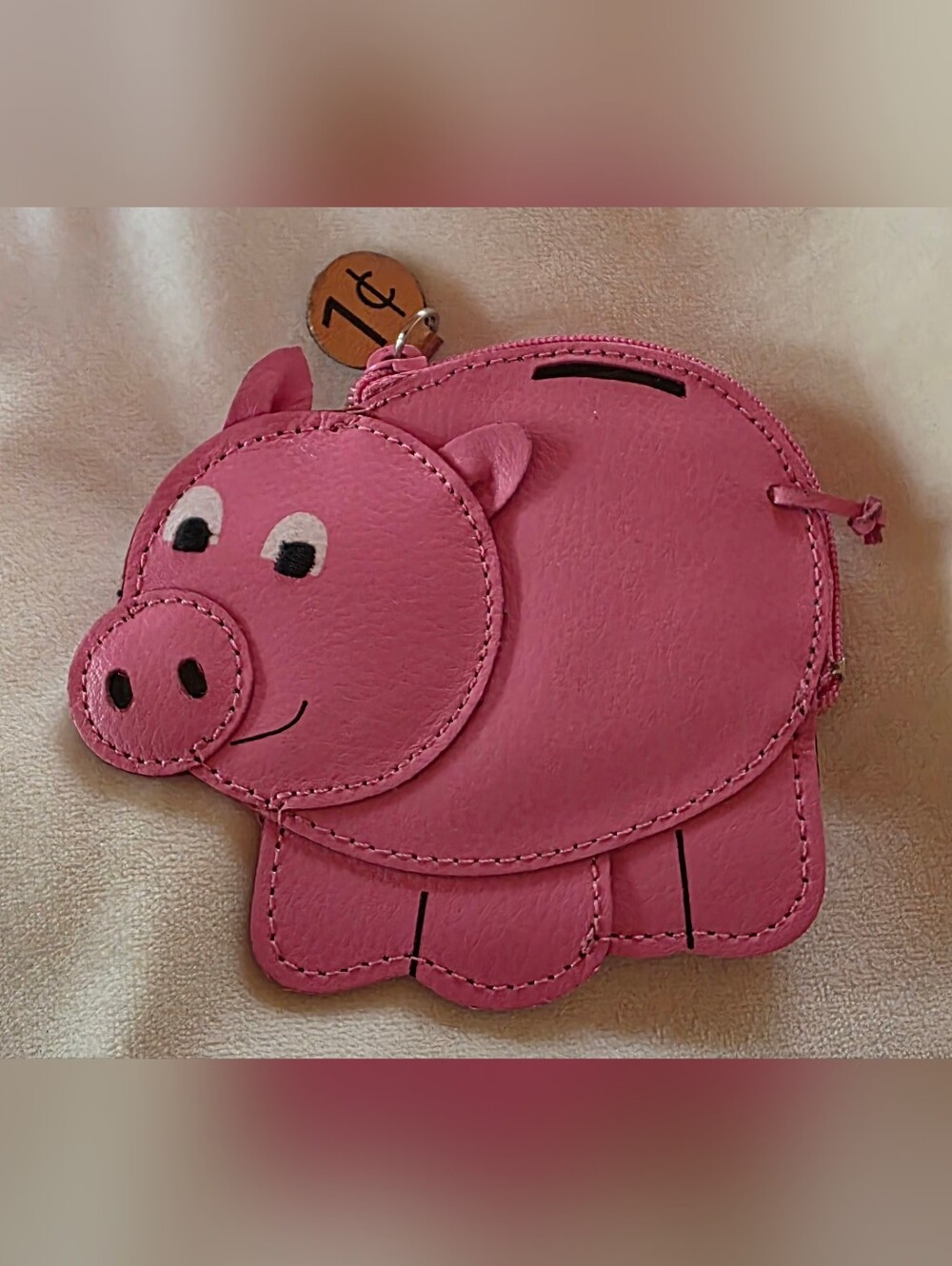 Rolfs Leather Pink Pig Coin Purse Keychain